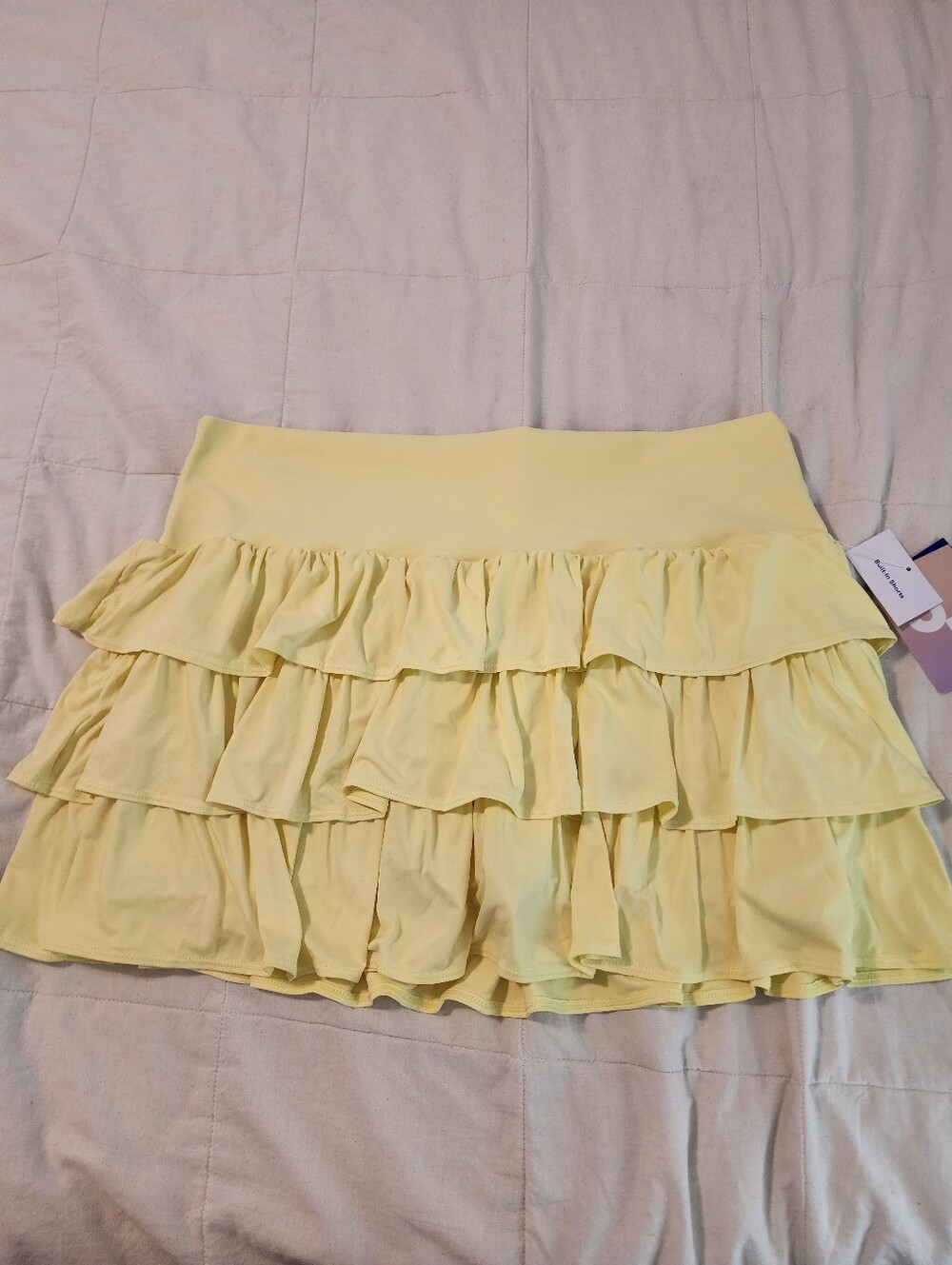 Joy Lab Tiered Ruffle Lined Skort in Light Yellow Stretchy XXL NWT Athleisure